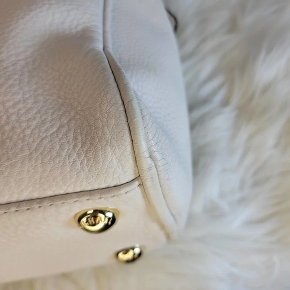 Michael Kors Vanilla Knox Tassel Genuine Leather Medium Satchel